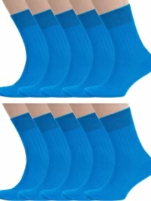 Комплект из 10 пар мужских носков RuSocks (Орудьевский трикотаж) из 100% хлопка, 10-М3-11001, рис. 01, ТЕМНО-БИРЮЗОВЫЕ