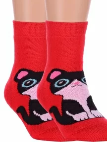 Комплект из 2 пар детских махровых носков Брестские (БЧК), 2-14С3060, рис. 713, ВИШНЕВЫЕ