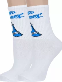 Комплект из 2 пар детских спортивных носков "Красная ветка", 2-С-2130, БЕЛЫЕ