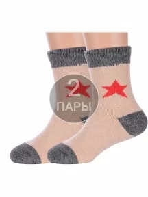 Комплект из 2 пар детских теплых махровых носков Hobby Line, 2-Ндад7616, БЕЖЕВЫЕ