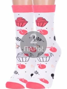 Комплект из 2 пар детских носков "Красная ветка", 2-С-2132, БЕЛЫЕ