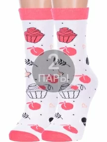 Комплект из 2 пар детских носков "Красная ветка", 2-С-2132, БЕЛЫЕ