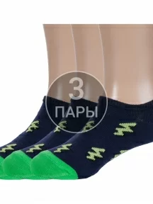 Комплект из 3 пар детских носков "Борисоглебский трикотаж", 3-8СМ3002, СИНИЕ с салатовым