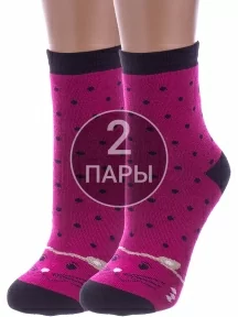 Комплект из 2 пар детских махровых носков Альтаир, 2-С112, РОЗОВО-ЧЕРНЫЕ