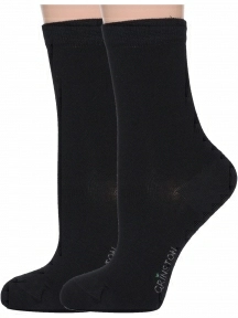Комплект из 2 пар женских бамбуковых носков Grinston socks ЧЕРНЫЕ (2-17D2)