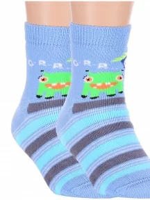 Комплект из 2 пар детских махровых носков Брестские (БЧК), 2-14С3060, рис. 4025, ГОЛУБЫЕ