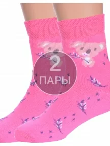 Комплект из 2 пар детских махровых носков Брестские (БЧК), 2-14С3060, рис. 313, ЯРКО-РОЗОВЫЕ
