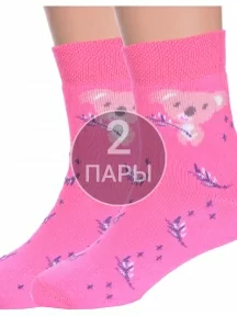 Комплект из 2 пар детских махровых носков Брестские (БЧК), 2-14С3060, рис. 313, ЯРКО-РОЗОВЫЕ