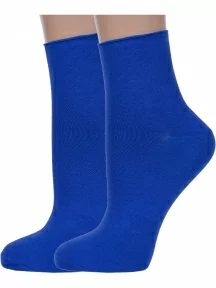Комплект из 2 пар женских носков без резинки ХОХ, 2-G-1406, ВАСИЛЬКОВЫЕ