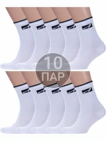 Комплект из 10 пар мужских спортивных носков Альтаир БЕЛЫЕ (10-С199)