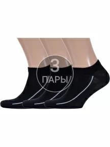 Комплект из 3 пар ультракоротких спортивных мужских носков Брестские (БЧК) рис. 006, ЧЕРНЫЕ (3-14С2312)