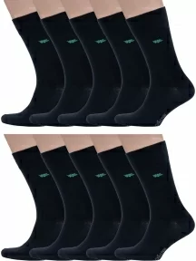 Комплект из 10 пар мужских бамбуковых носков Grinston socks (PINGONS), 10-15D11, ЧЕРНЫЕ