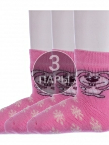 Комплект из 3 пар детских махровых носков Брестские (БЧК), 3-14С3060, рис. 166, РОЗОВЫЕ