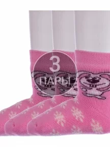 Комплект из 3 пар детских махровых носков Брестские (БЧК), 3-14С3060, рис. 166, РОЗОВЫЕ