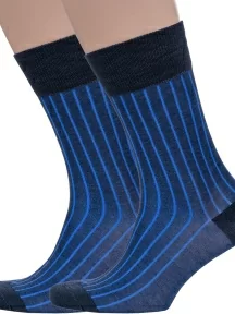 Комплект из 2 пар мужских носков Sergio di Calze (PINGONS) из мерсеризованного хлопка, 2-18SC2, ДЖИНСОВЫЕ