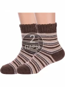 Комплект из 2 пар детских теплых махровых носков Hobby Line, 2-Ндам7630, КОРИЧНЕВЫЕ
