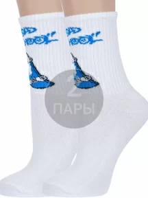 Комплект из 2 пар детских спортивных носков "Красная ветка", 2-С-2130, БЕЛЫЕ