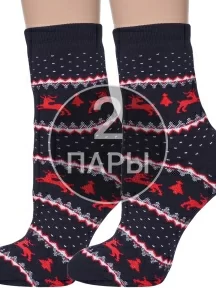 Комплект из 2 пар женских махровых носков ХОХ, 2-GZ-3R14, ТЕМНО-СИНИЕ