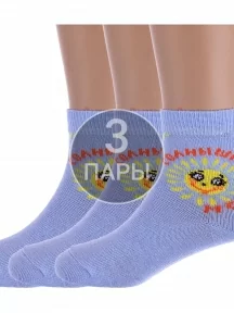 Комплект из 3 пар детских носков "Красная ветка", 3-С-727, ГОЛУБЫЕ