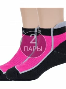 Комплект из 2 пар детских спортивных носков с махровым следом ХОХ, 2-SPD-12, ЧЕРНО-МАЛИНОВЫЕ