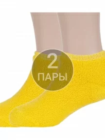 Комплект из 2 пар детских носков с наружной махрой ХОХ, 2-DZ-3R18, ЖЕЛТЫЕ