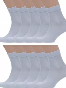 Комплект из 10 пар мужских носков Grinston socks (PINGONS) из 100% хлопка, 10-15D12, СВЕТЛО-СЕРЫЕ