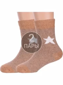 Комплект из 2 пар детских теплых махровых носков Hobby Line, 2-Ндад7616, КОРИЧНЕВЫЕ