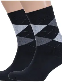 Комплект из 2 пар мужских махровых носков RuSocks (Орудьевский трикотаж) ЧЕРНЫЕ (2-М3-33064)
