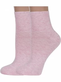 Комплект из 2 пар женских носков без резинки ХОХ, 2-G-1406, РОЗОВЫЙ МЕЛАНЖ