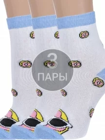 Комплект из 3 пар детских носков "Борисоглебский трикотаж", 3-8СД1003/2, БЕЛЫЕ