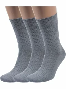 Комплект из 3 пар мужских носков без резинки ХОХ, 3-X-201, СЕРЫЕ