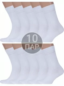 Комплект из 10 пар мужских носков MSCLUB, 10-ПН-01Э, БЕЛЫЕ