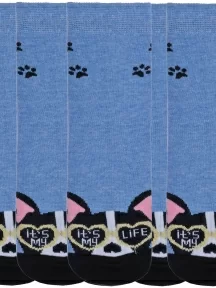 Комплект из 3 пар детских носков с люрексом RuSocks (Орудьевский трикотаж), 3-Д3-13156, рис. 01, ДЖИНС