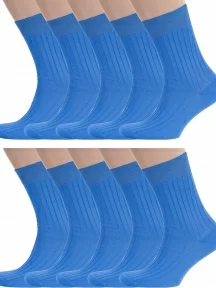 Комплект из 10 пар мужских носков RuSocks (Орудьевский трикотаж) из 100% хлопка, 10-М3-11001, рис. 01, ТЕМНО-ГОЛУБЫЕ