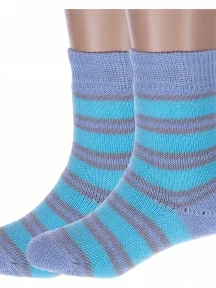 Комплект из 2 пар детских махровых носков Альтаир, 2-С114, БИРЮЗОВО-ГОЛУБЫЕ