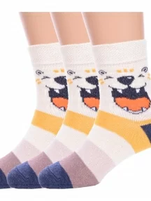 Комплект из 3 пар детских носков Брестские (БЧК), 3-14С3081, рис. 4013, Ш.БЕЛЫЕ