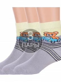 Комплект из 3 пар детских махровых носков Брестские (БЧК), 3-14С3060, рис. 822, СВЕТЛО-СЕРЫЕ