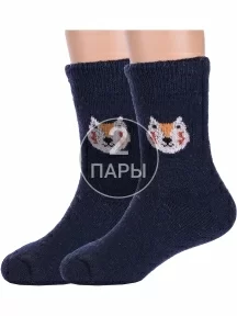 Комплект из 2 пар детских теплых махровых носков Hobby Line, 2-Ндад7622-1, ТЕМНО-СИНИЕ