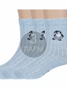 Комплект из 3 пар детских носков RuSocks (Орудьевский трикотаж), 3-Д3-130096М, рис. 02, СВЕТЛО-ГОЛУБЫЕ