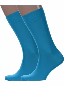 Комплект из 2 пар мужских носков Sergio Di Calze (PINGONS) из мерсеризованного хлопка, 2-17SC6, БИРЮЗОВЫЕ