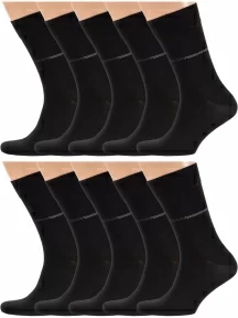 Комплект из 10 пар мужских носков RuSocks (Орудьевский трикотаж) ЧЕРНЫЕ (10-М-216)