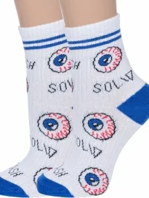 Комплект из 2 пар детских носков VASILINA, 2-2С2349, БЕЛО-СИНИЕ