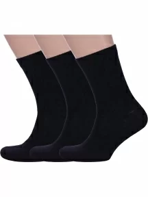 Комплект из 3 пар мужских спортивных носков GRAND LINE, 3-С-46, ЧЕРНЫЕ