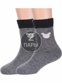 Комплект из 2 пар детских теплых махровых носков Hobby Line, 2-Ндад7621-06, ТЕМНО-СЕРЫЕ