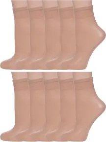 Комплект из 10 пар женских капроновых носков Conte Natural, телесные (10-14С-56СП/Tension soft 20Н)