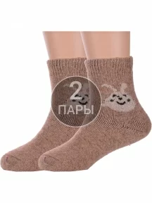 Комплект из 2 пар детских теплых махровых носков Hobby Line, 2-Ндад7618-02, СВЕТЛО-КОРИЧНЕВЫЕ