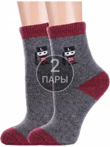 Комплект из 2 пар детских теплых махровых носков Hobby Line, 2-Ндам7629-10, ТЕМНО-СЕРЫЕ