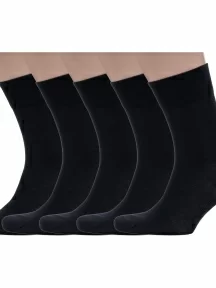 Комплект из 5 пар мужских бамбуковых носков Grinston socks (PINGONS) ЧЕРНЫЕ (5-15D1)