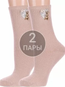 Комплект из 2 пар женских носков Hobby Line, 2-Нжвип1000-03, БЕЖЕВЫЕ