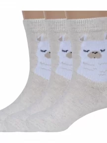 Комплект из 3 пар детских носков RuSocks (Орудьевский трикотаж), 3-Д3-13159, рис. 04, МОЛОЧНЫЕ